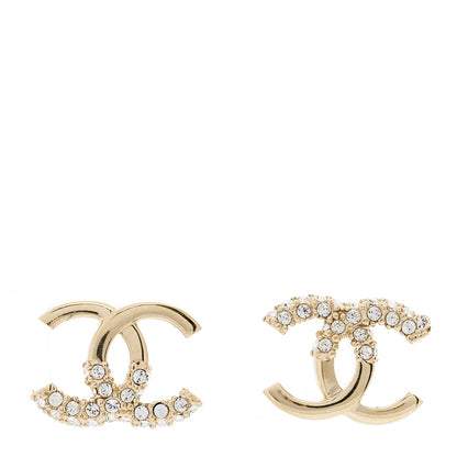 Chanel Crystal Metal CC Earrings Gold 1 of 5