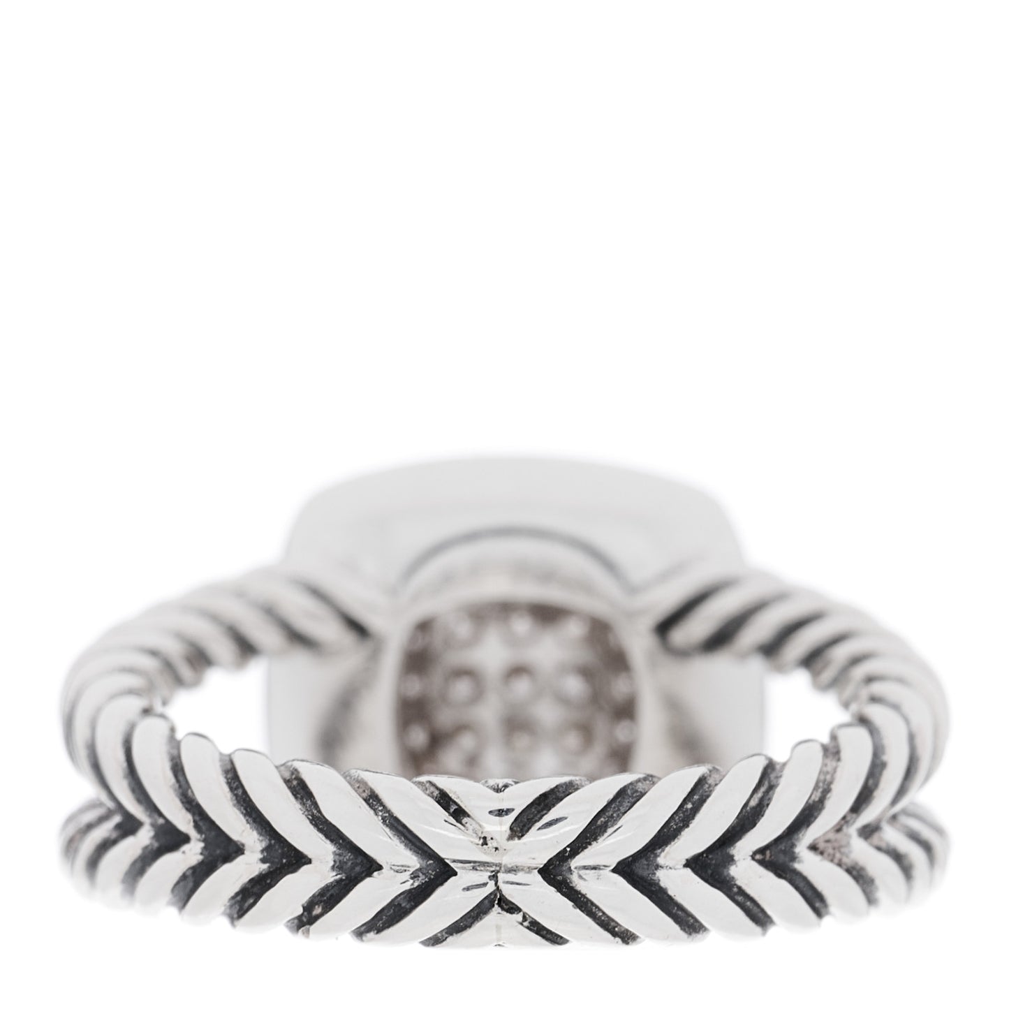 Sterling Silver Diamond 7mm Petite Albion Pave Ring 46 3.75