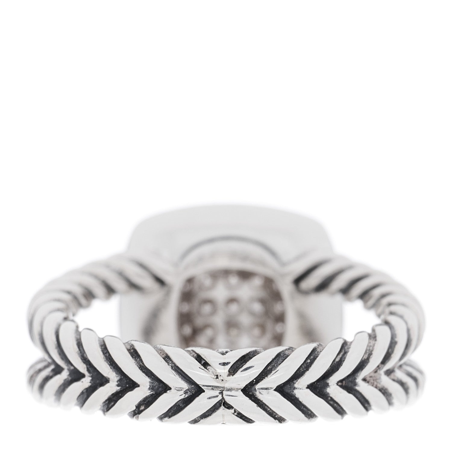 David Yurman Sterling Silver Diamond 7mm Petite Albion Pave Ring 46 3.75 3 of 4
