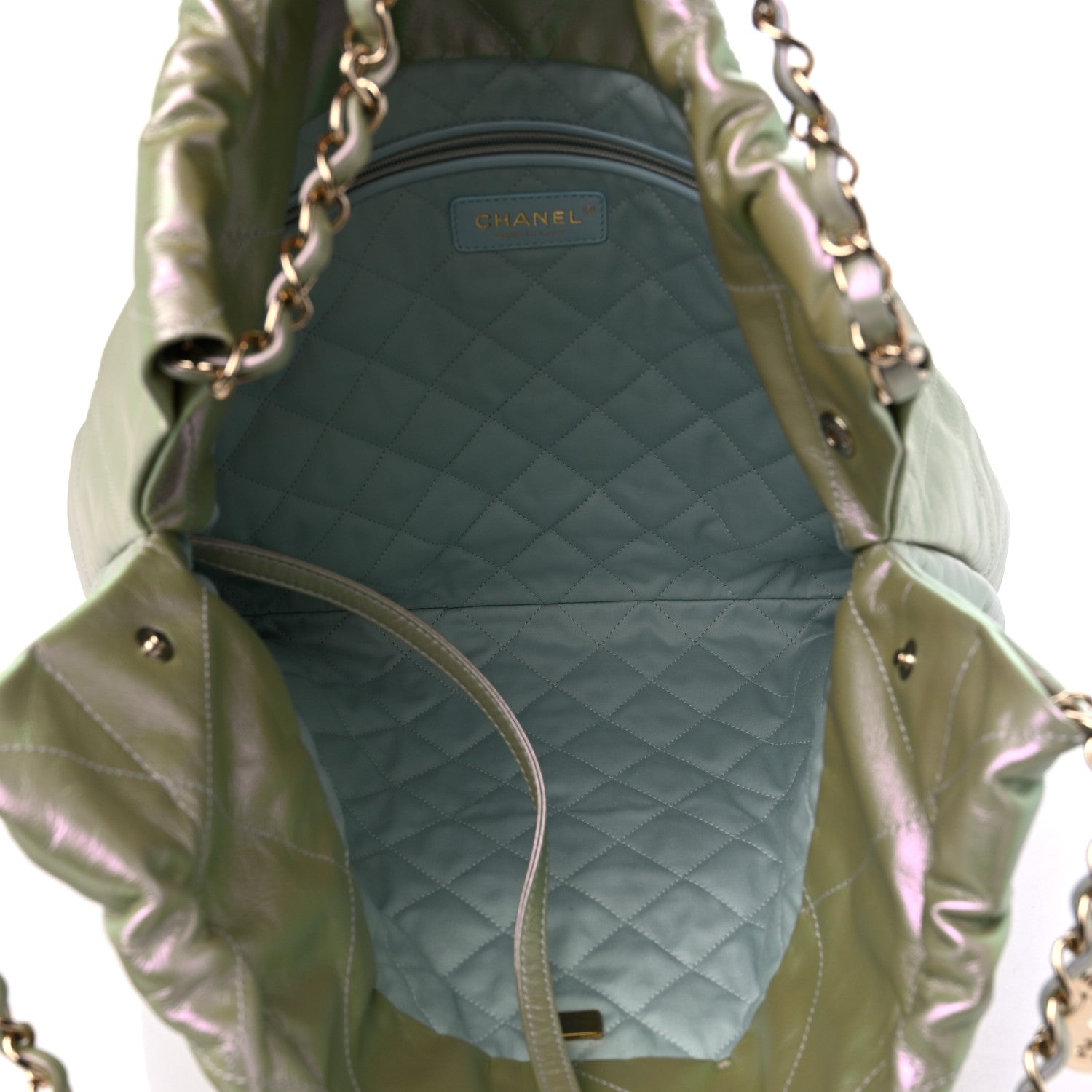 Chanel Iridescent Calfskin Quilted Chanel 22 Blue Green 6 of 10