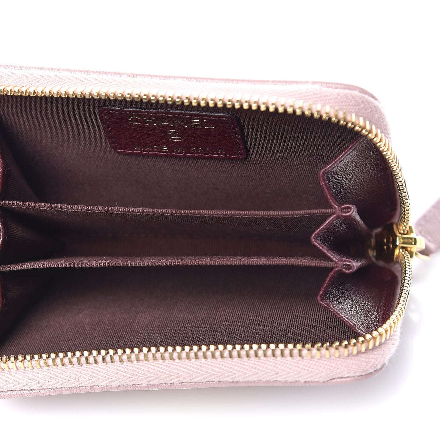 Sheepskin Quilted Mademoiselle Vintage Zip Coin Purse Light Pink