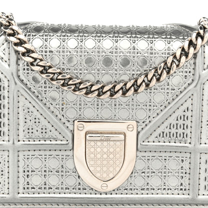 Christian Dior Metallic Patent Micro-Cannage Baby Diorama Flap Bag Silver 8 of 10