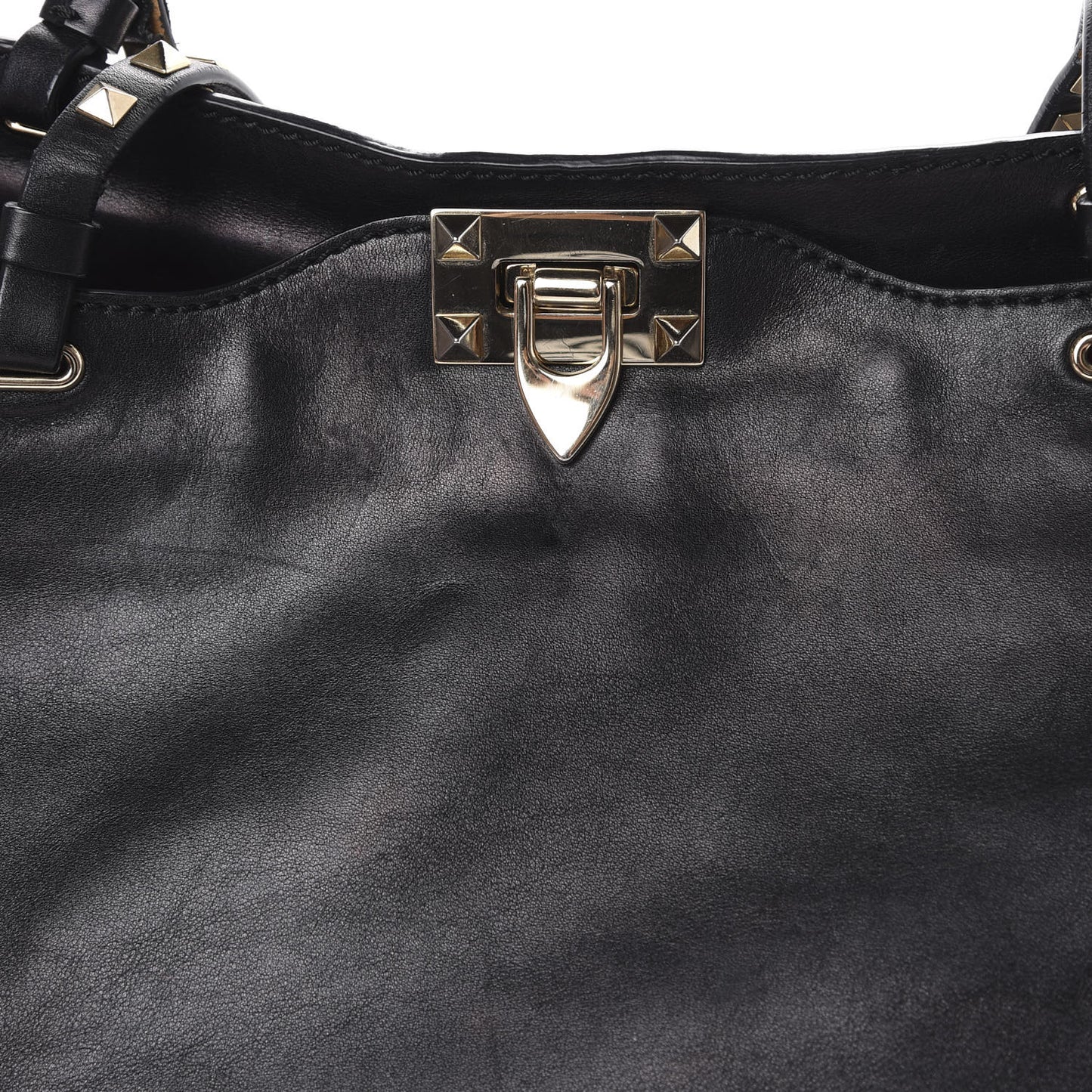 Vitello Medium Rockstud Tote Black