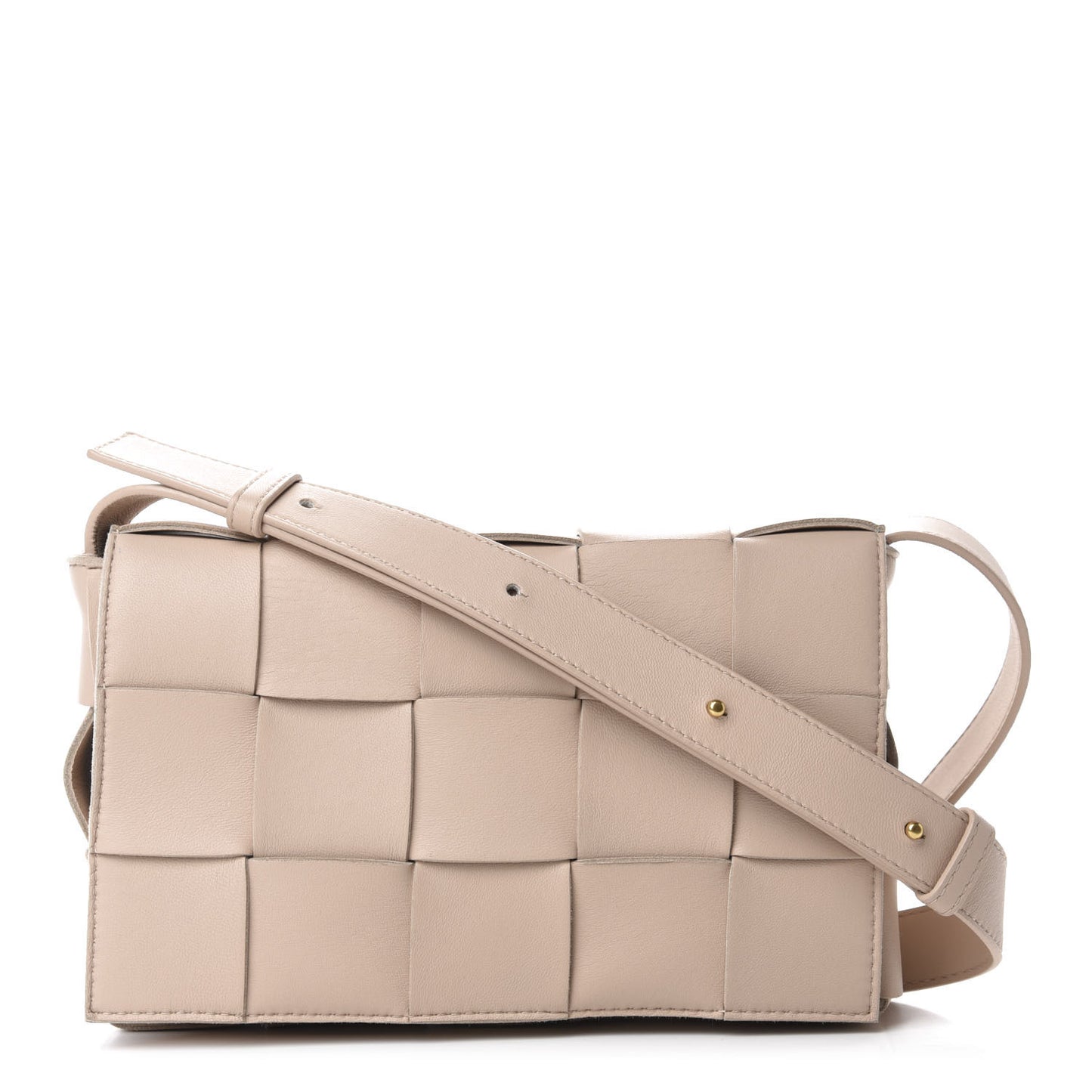 Lambskin Maxi Intrecciato Cassette Crossbody Bag Almond