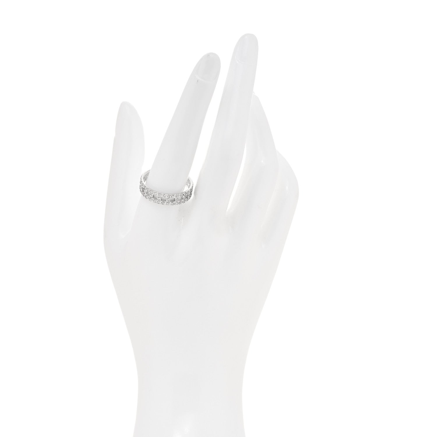 Tiffany 18K White Gold Diamond T True Wide Ring 60 9 2 of 5