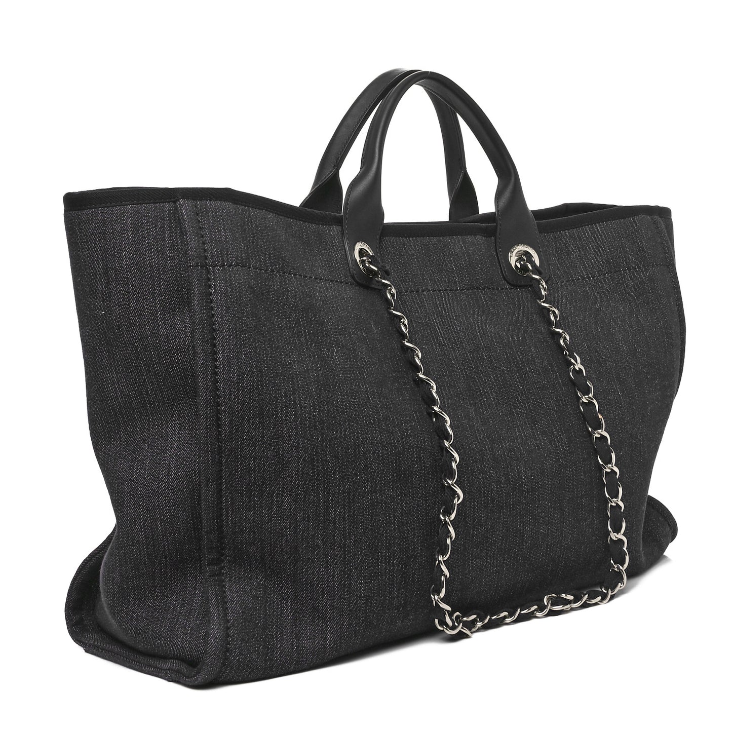Denim Large Deauville Tote Blue Orange