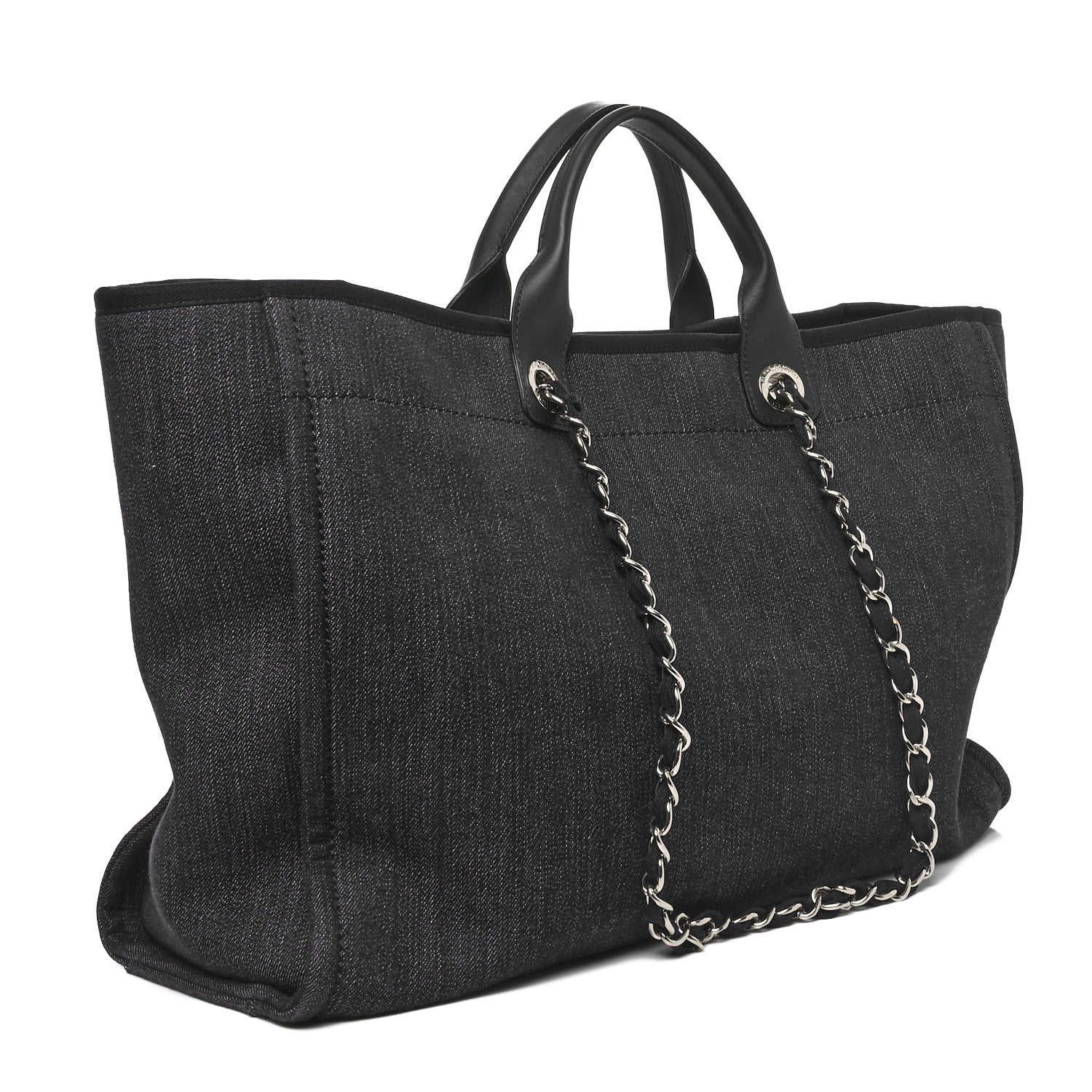 Chanel Denim Large Deauville Tote Blue Orange 2 of 10