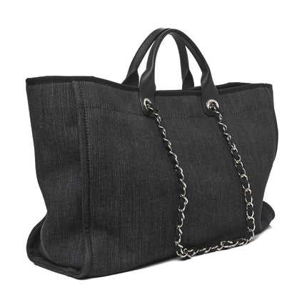 Chanel Denim Large Deauville Tote Blue Orange 2 of 10