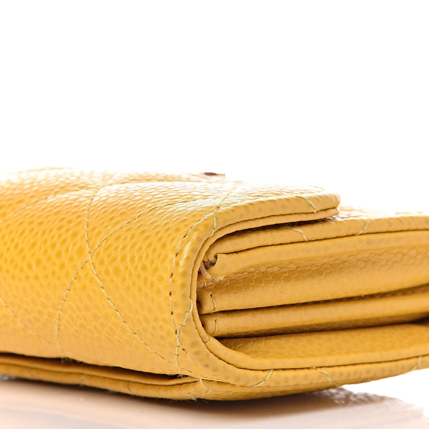 Chanel Caviar Quilted Card Holder Wallet Yellow 8 of 14