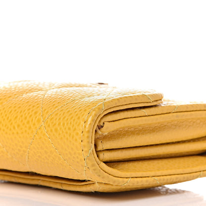 Chanel Caviar Quilted Card Holder Wallet Yellow 8 of 14