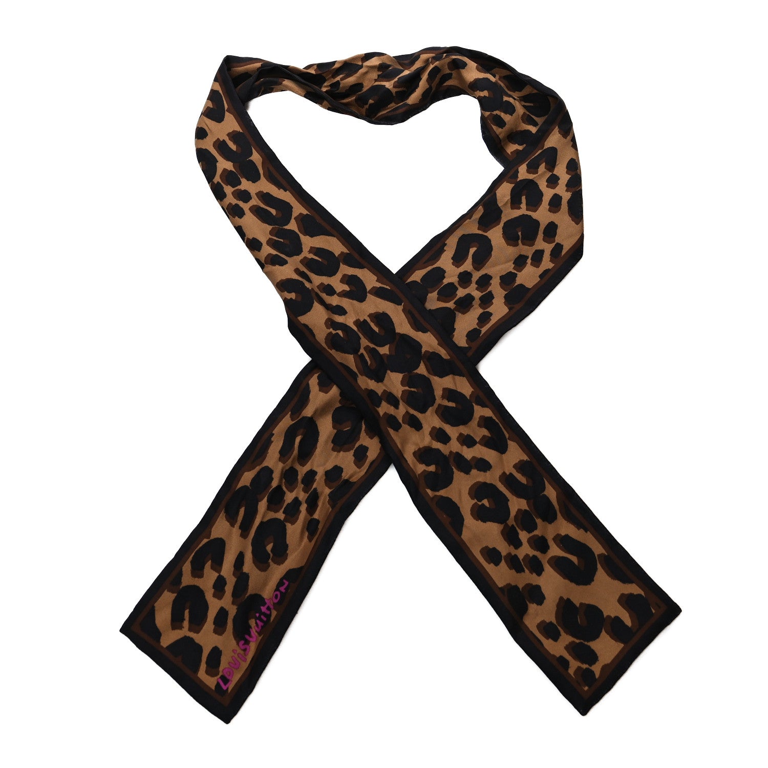 Louis Vuitton Silk Leopard Bandeau Scarf Marron 1 of 4