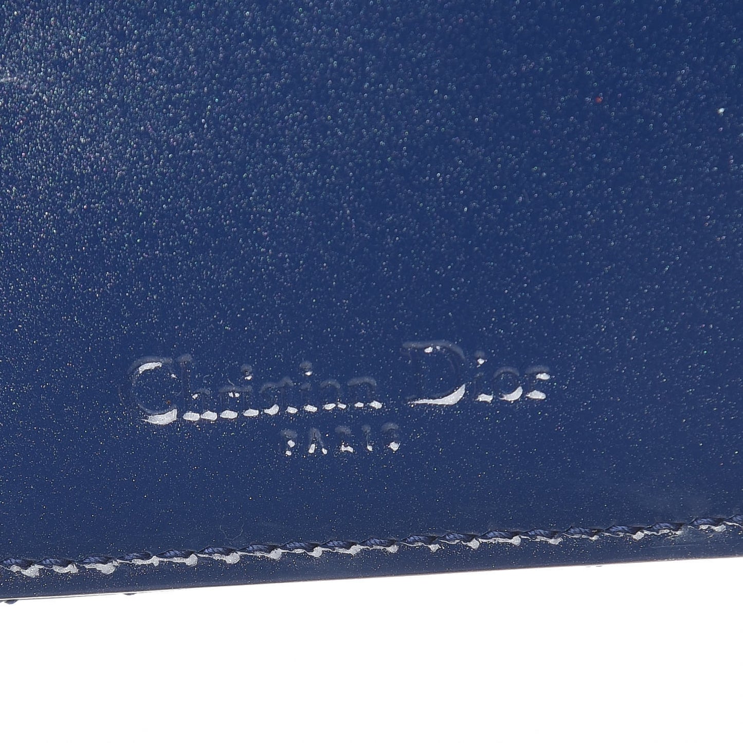 Patent Cannage Lady Dior Card Holder Blue