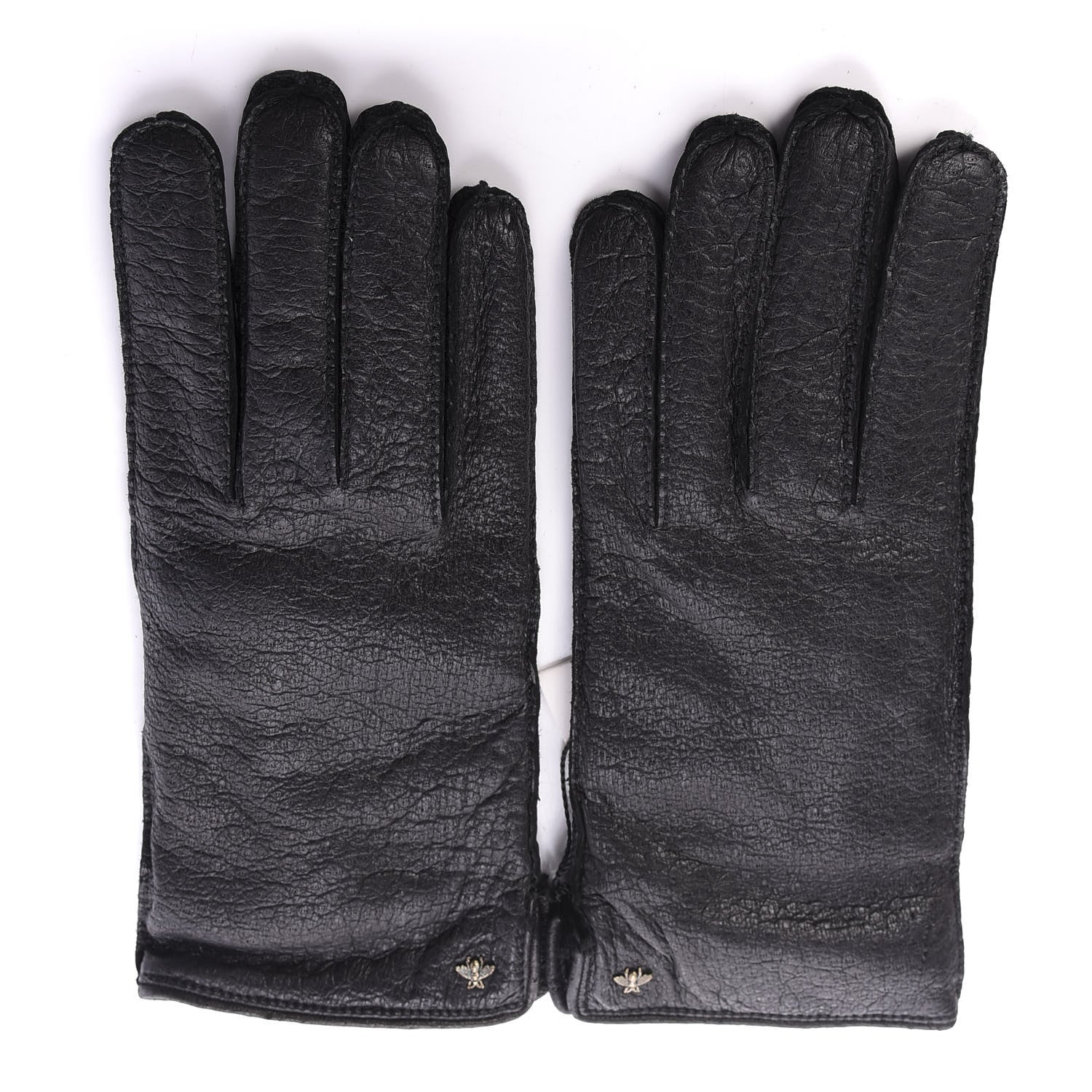 Gucci Nappa Bee Embossed Gloves Medium Black 2 of 4