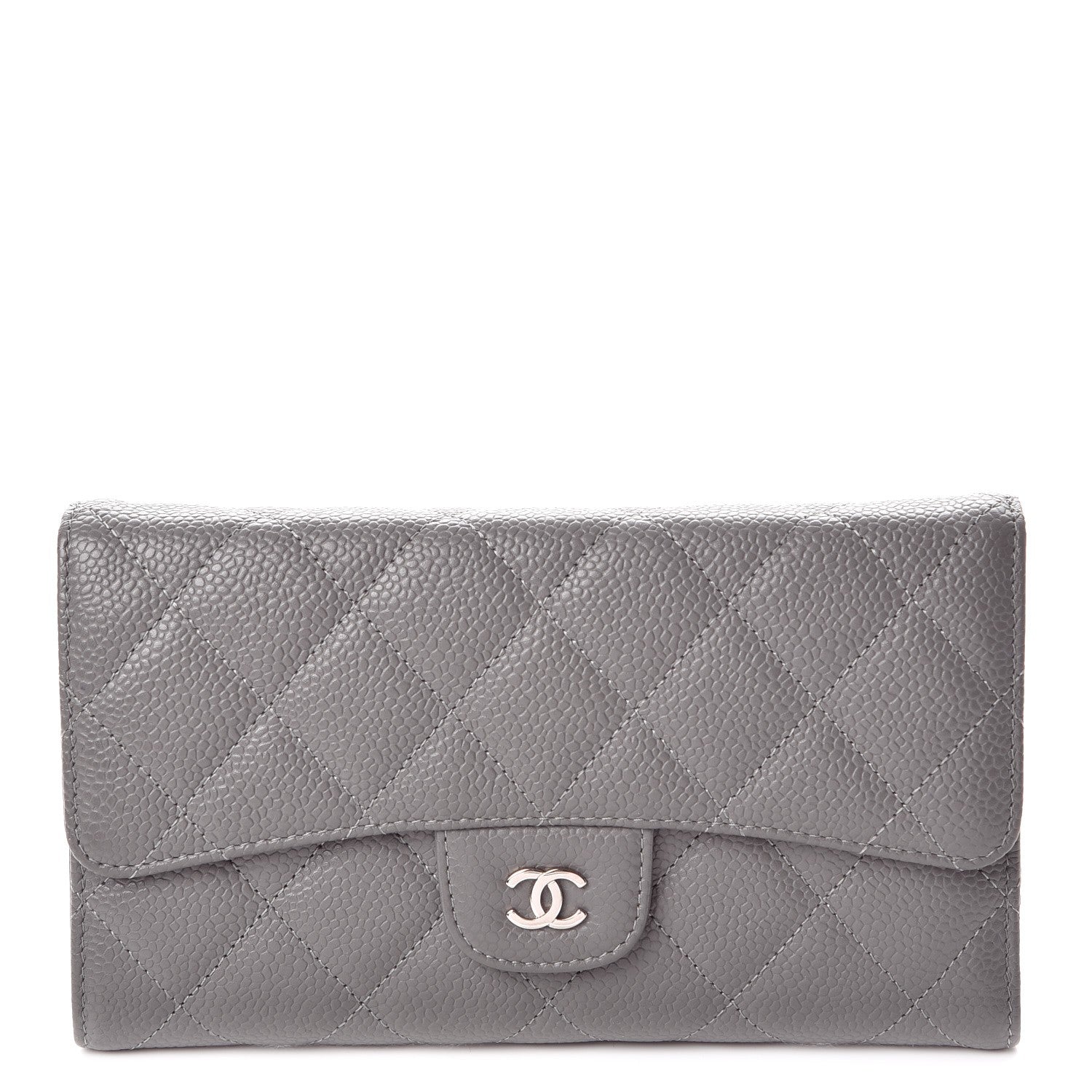 Chanel Caviar Quilted Large Flap Wallet Grey 1 of 12