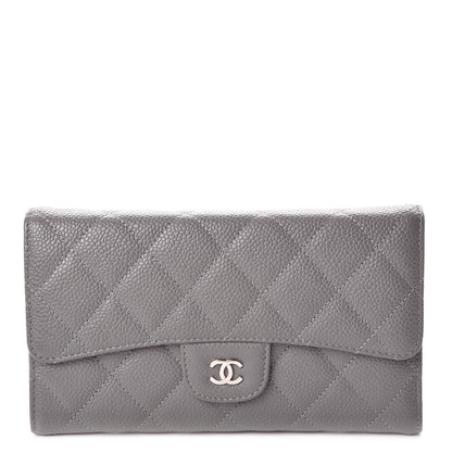 Chanel Caviar Quilted Large Flap Wallet Grey 1 of 12