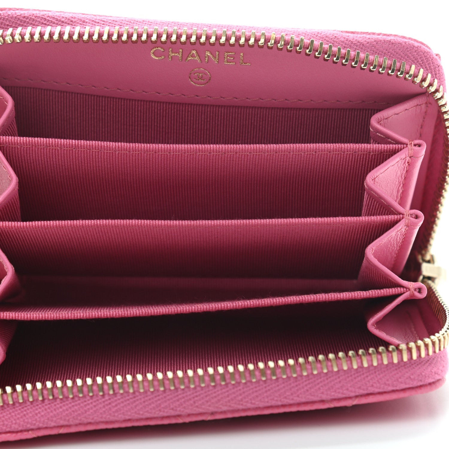 Chanel Caviar Quilted Zip Coin Purse Pink 5 of 8