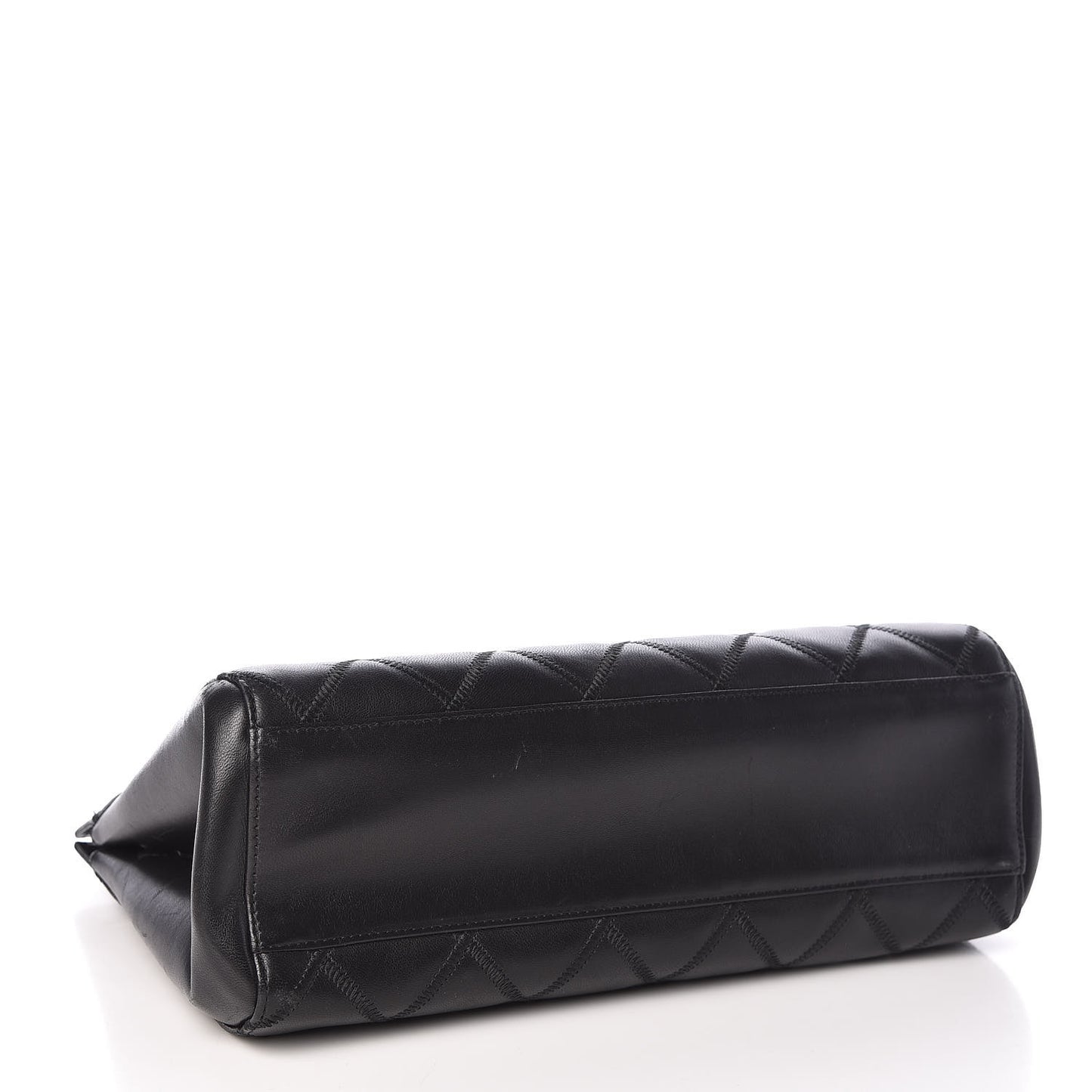 Lambskin Double Stitch Quilted Tote Black