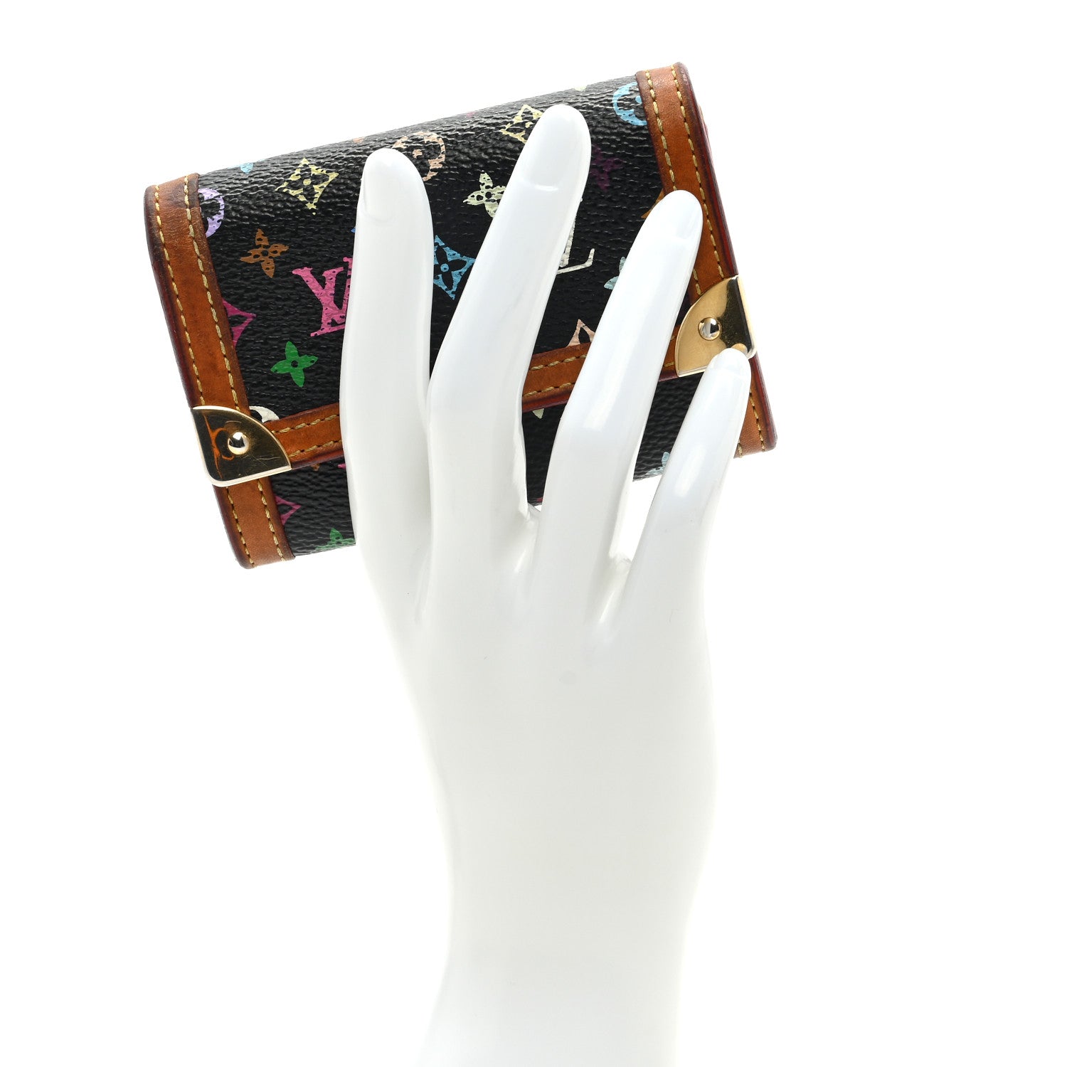 Louis Vuitton Monogram Multicolor Porte-Monnaie Plat Coin Purse Black 2 of 6