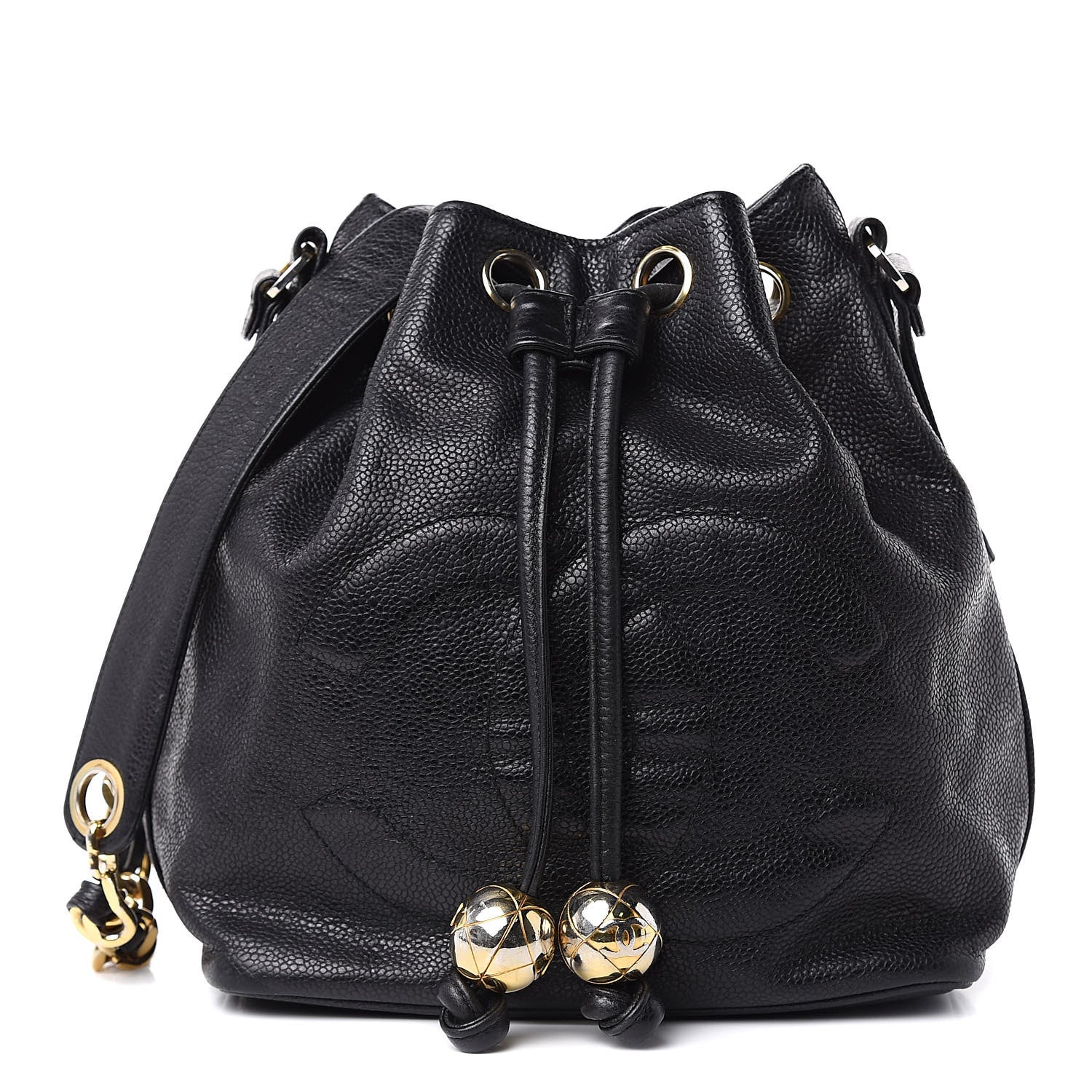 Chanel Caviar CC Drawstring Shoulder Bag Black 1 of 13