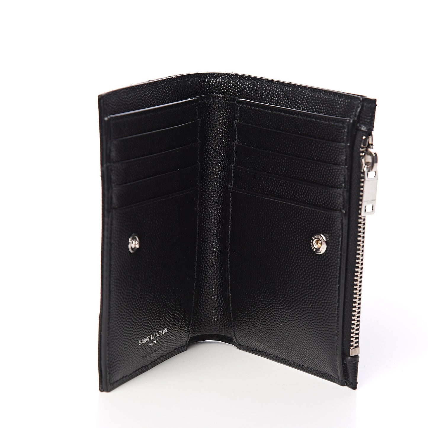 Grain De Poudre Matelasse Chevron Monogram Zipped Two-Part Wallet Black