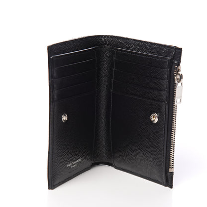 Saint Laurent Grain De Poudre Matelasse Chevron Monogram Zipped Two-Part Wallet Black 4 of 7