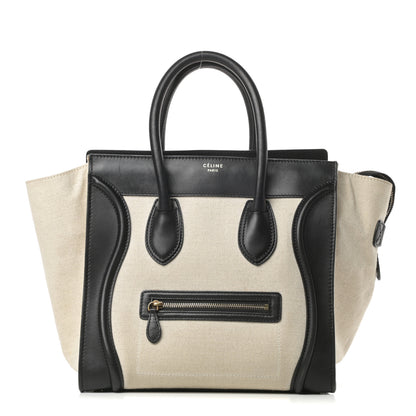 Celine Natural Canvas Smooth Calfskin Mini Luggage Cream 1 of 17