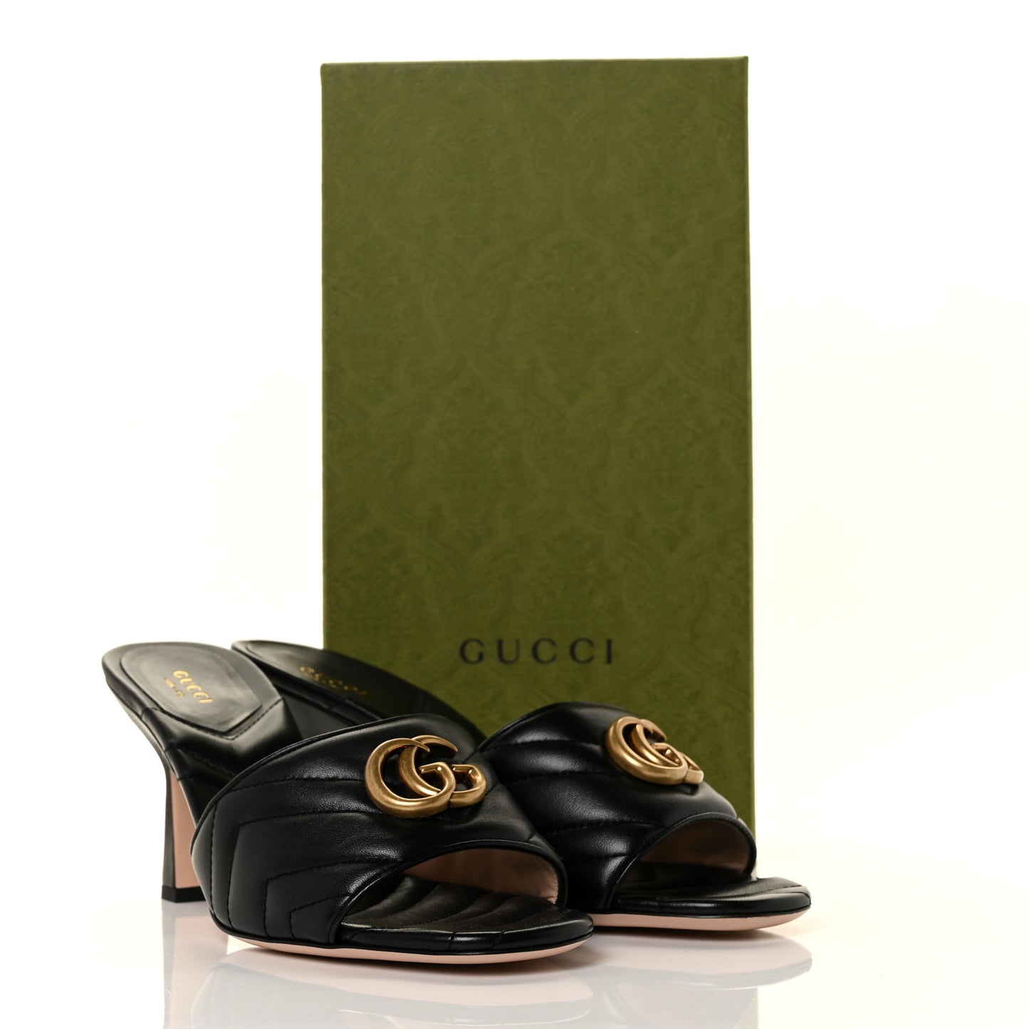 Nappa Matelasse GG Marmont 75mm Slide Sandals 41 Black