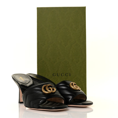 Gucci Nappa Matelasse GG Marmont 75mm Slide Sandals 41 Black 9 of 9