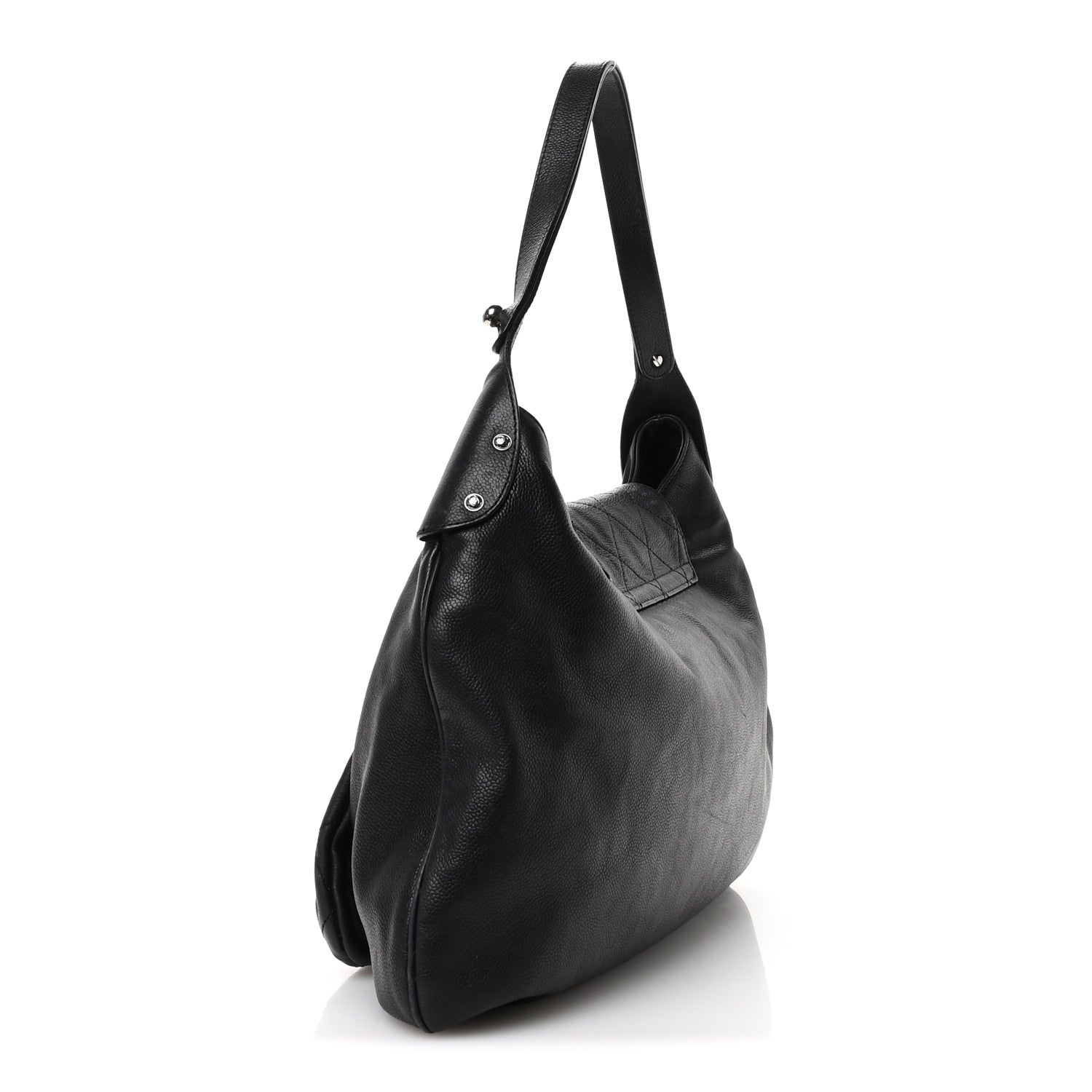 Chanel Caviar Stitched Pocket In The City Hobo Black 3 of 14