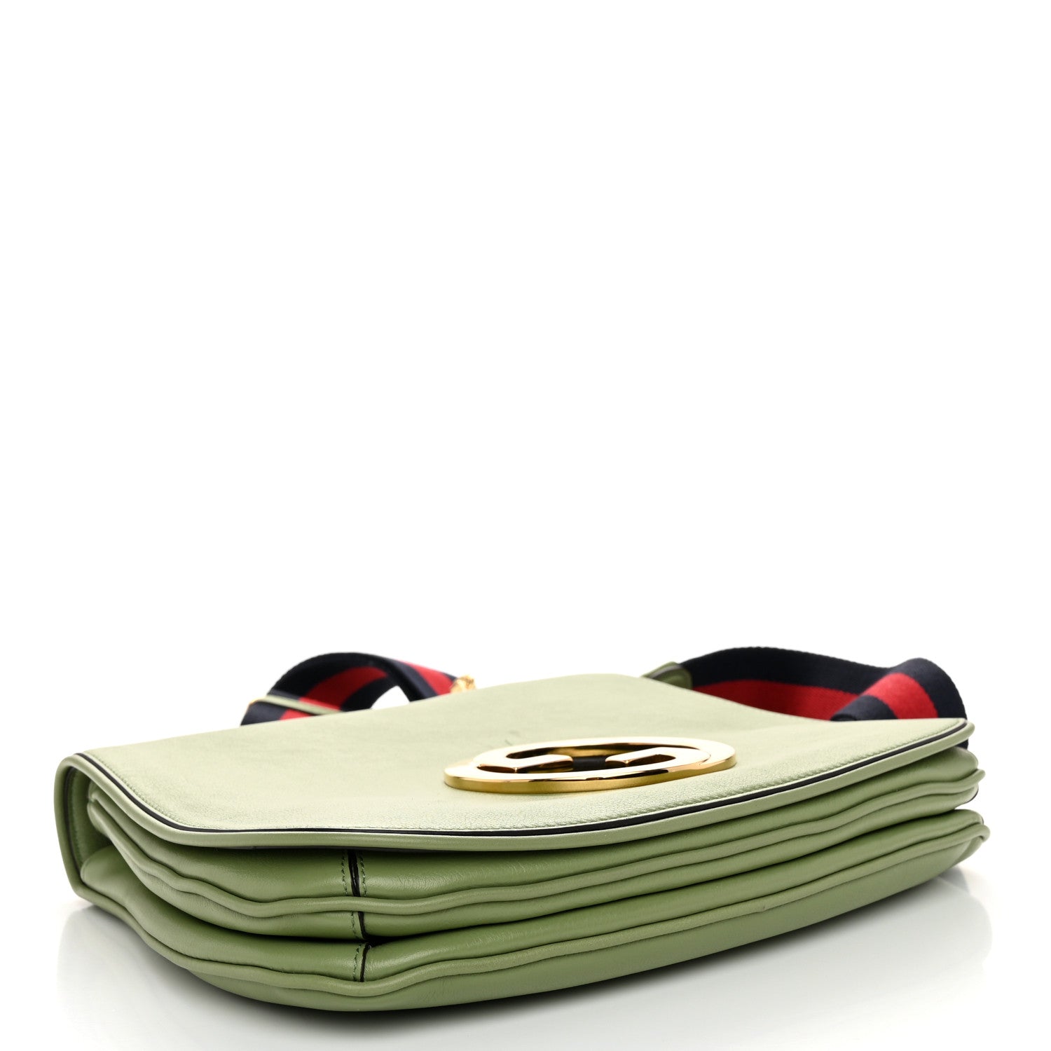 Gucci Roxy Calfskin Web Medium Blondie Top Handle Shoulder Flap Bag Salamander Green 4 of 12