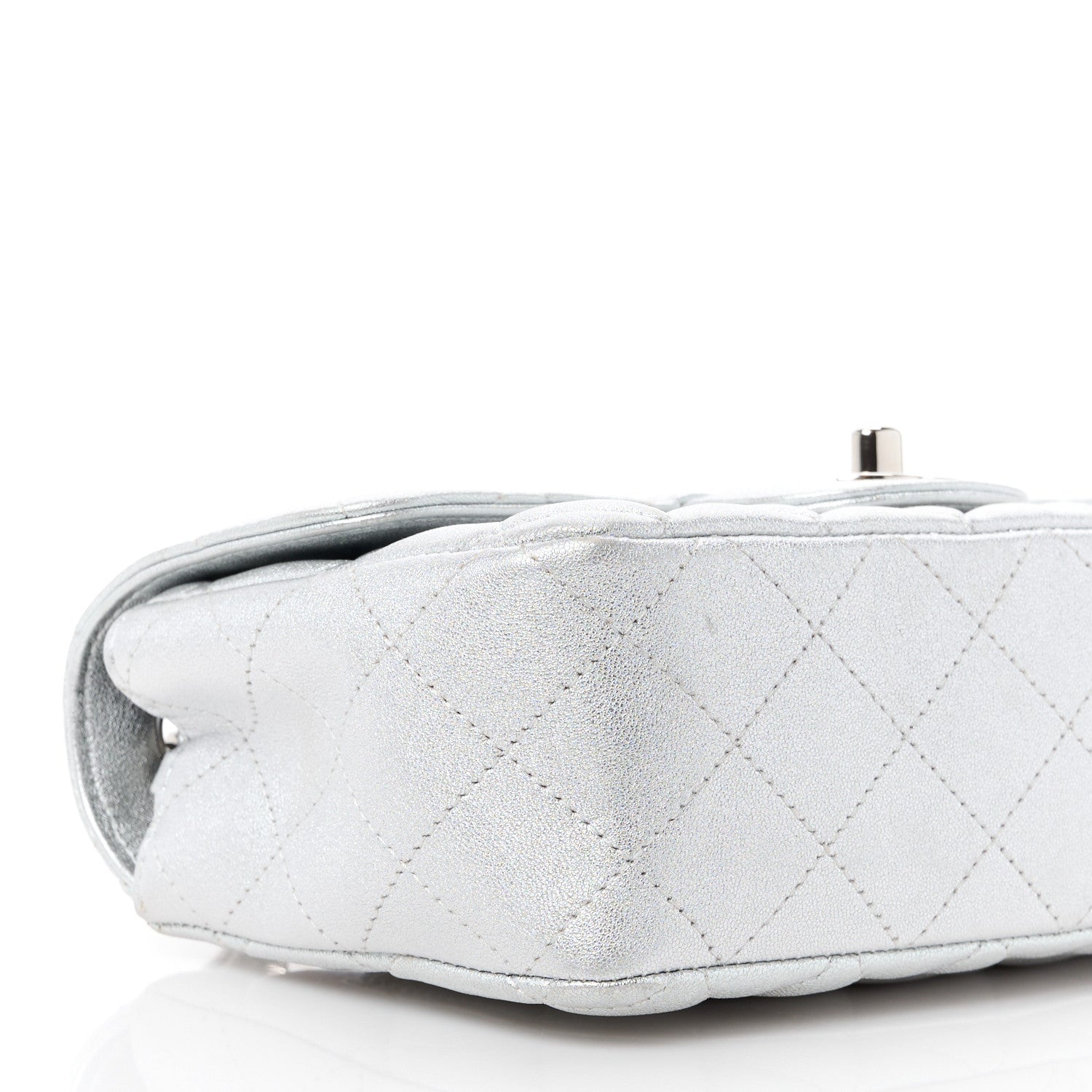 Chanel Metallic Lambskin Quilted Mini Rectangular Flap Silver 10 of 13