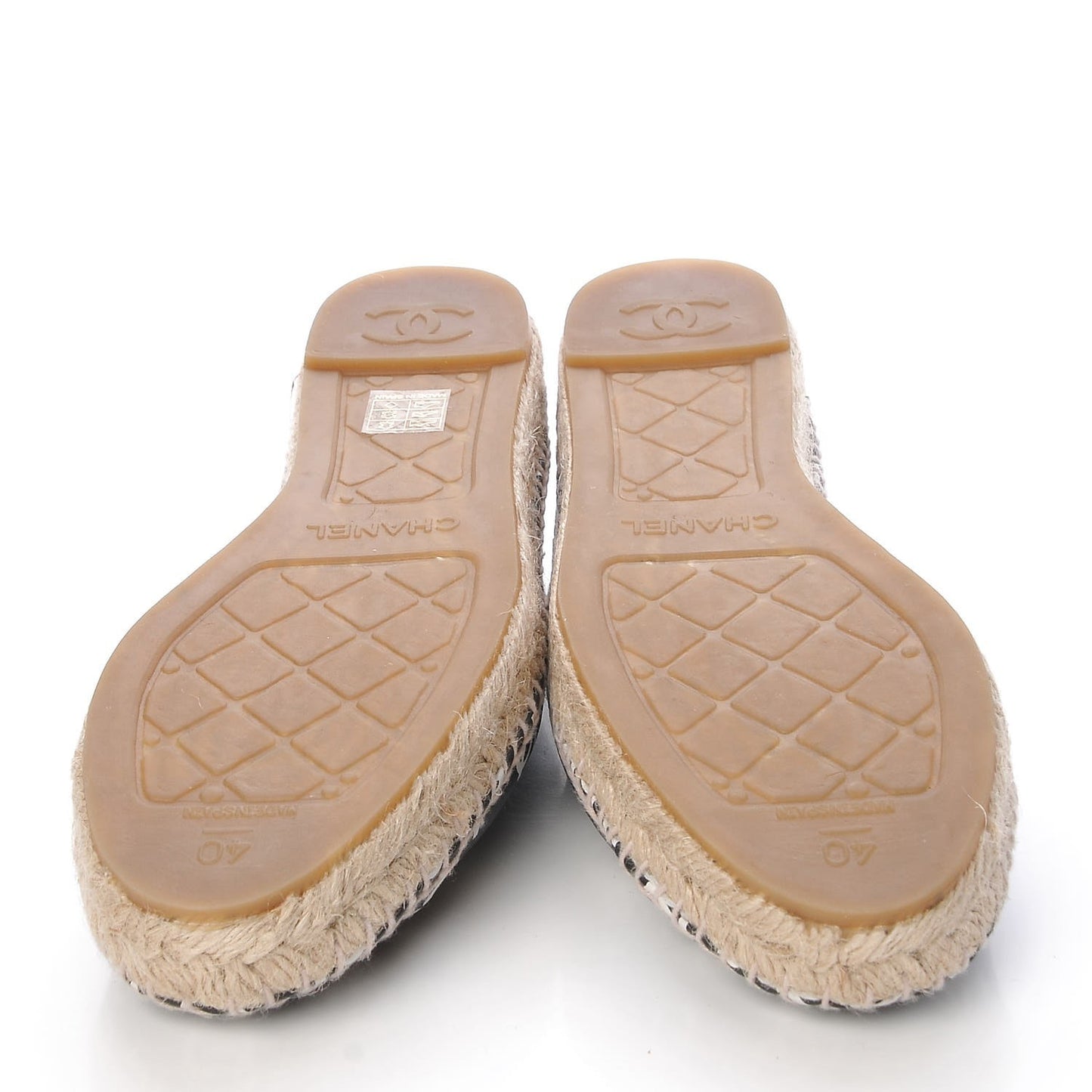 Lambskin Printed CC Espadrilles 40 Black White