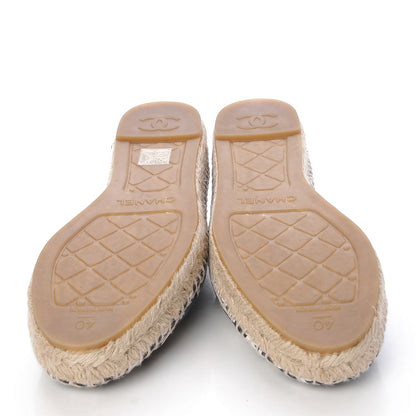 Chanel Lambskin Printed CC Espadrilles 40 Black White 5 of 8