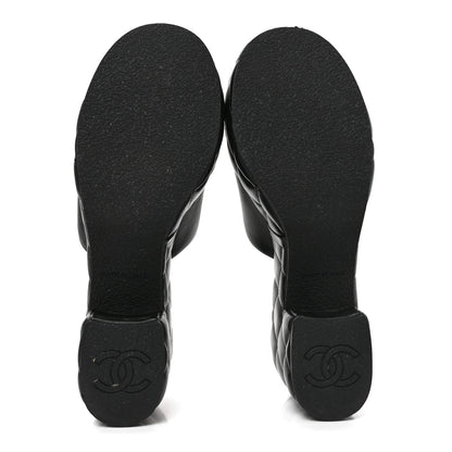 Chanel Lambskin Quilted CC Platform Mules 38 Black 6 of 8