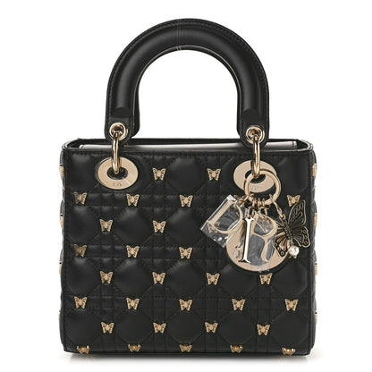 Christian Dior Lambskin Cannage Butterfly Studs Small Lady Dior Black 1 of 8