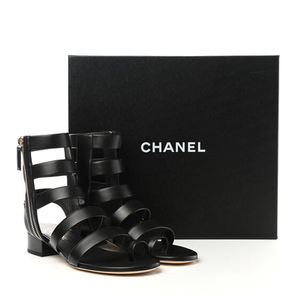 Chanel Calfskin Gladiator Sandals 38 Black 10 of 10