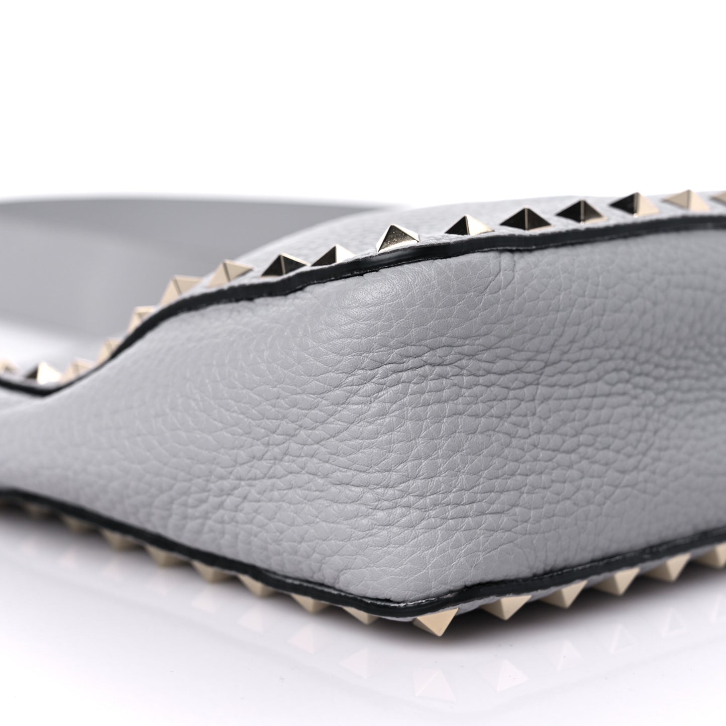 Pebbled Calfskin Mini Rockstud Flip-Lock Messenger Bag Pastel Grey