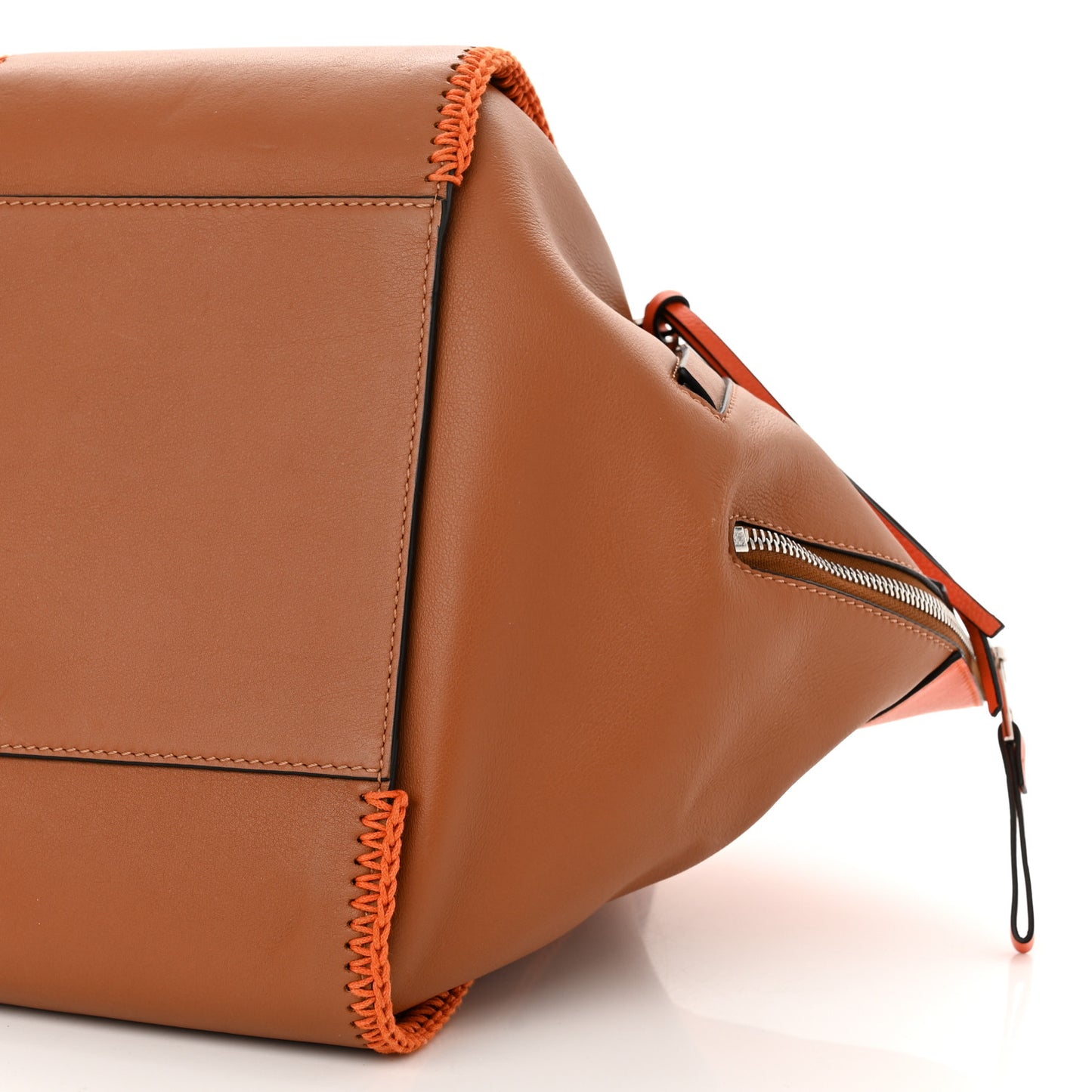 Calfskin Whipstitch Small Hammock Shoulder Bag Tan Orange