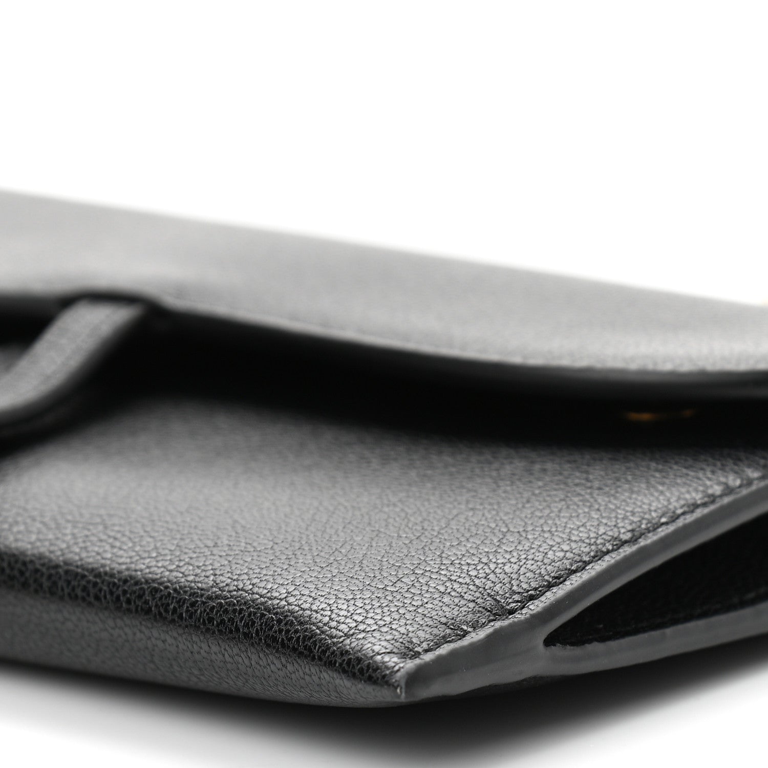 Christian Dior Grained Calfskin Saddle Chain Wallet Pouch Black 11 of 12
