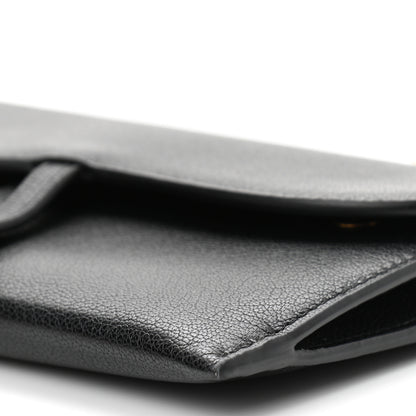 Christian Dior Grained Calfskin Saddle Chain Wallet Pouch Black 11 of 12