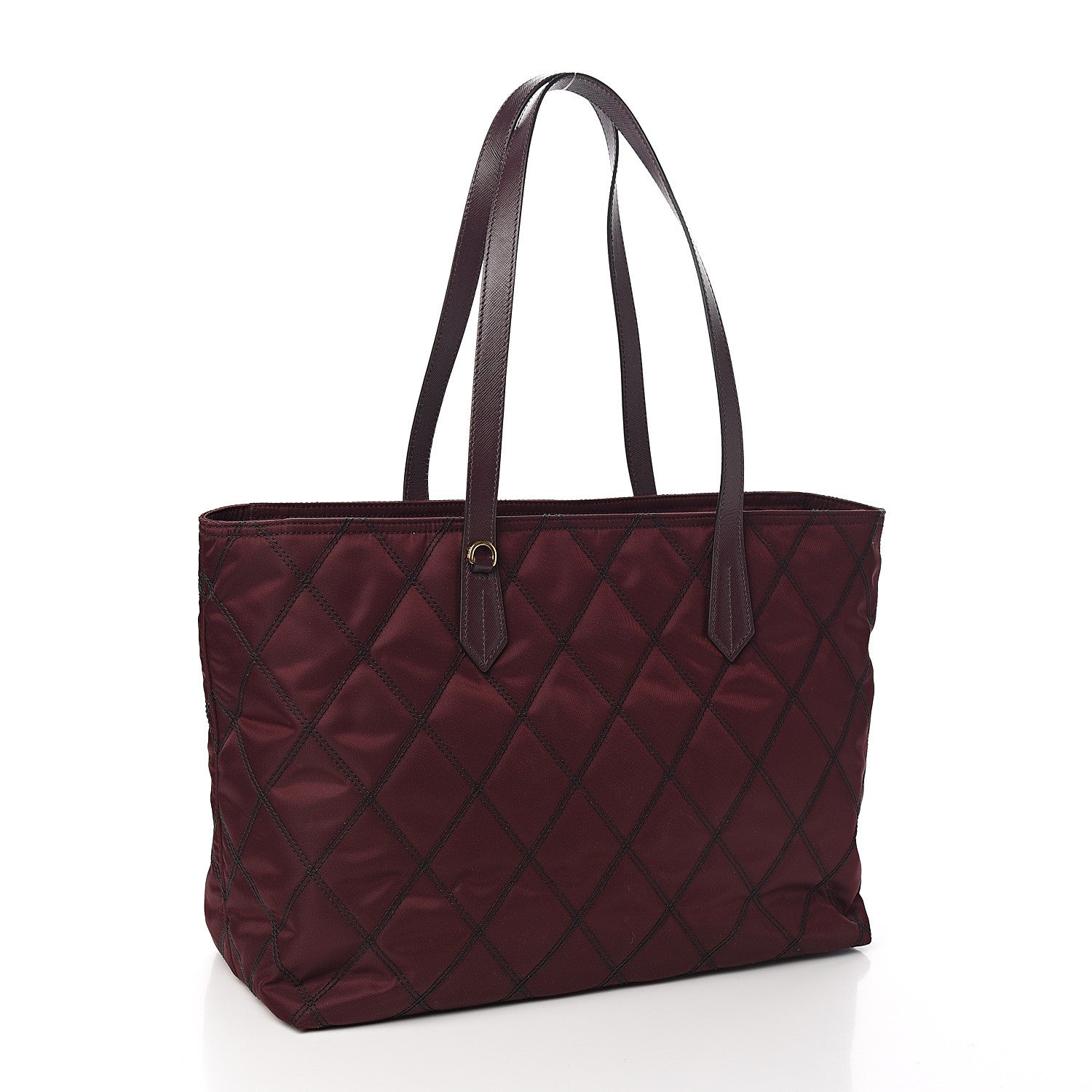 Prada Nylon Tessuto Saffiano Impuntu Quilted Shopper Tote Granato 2 of 9