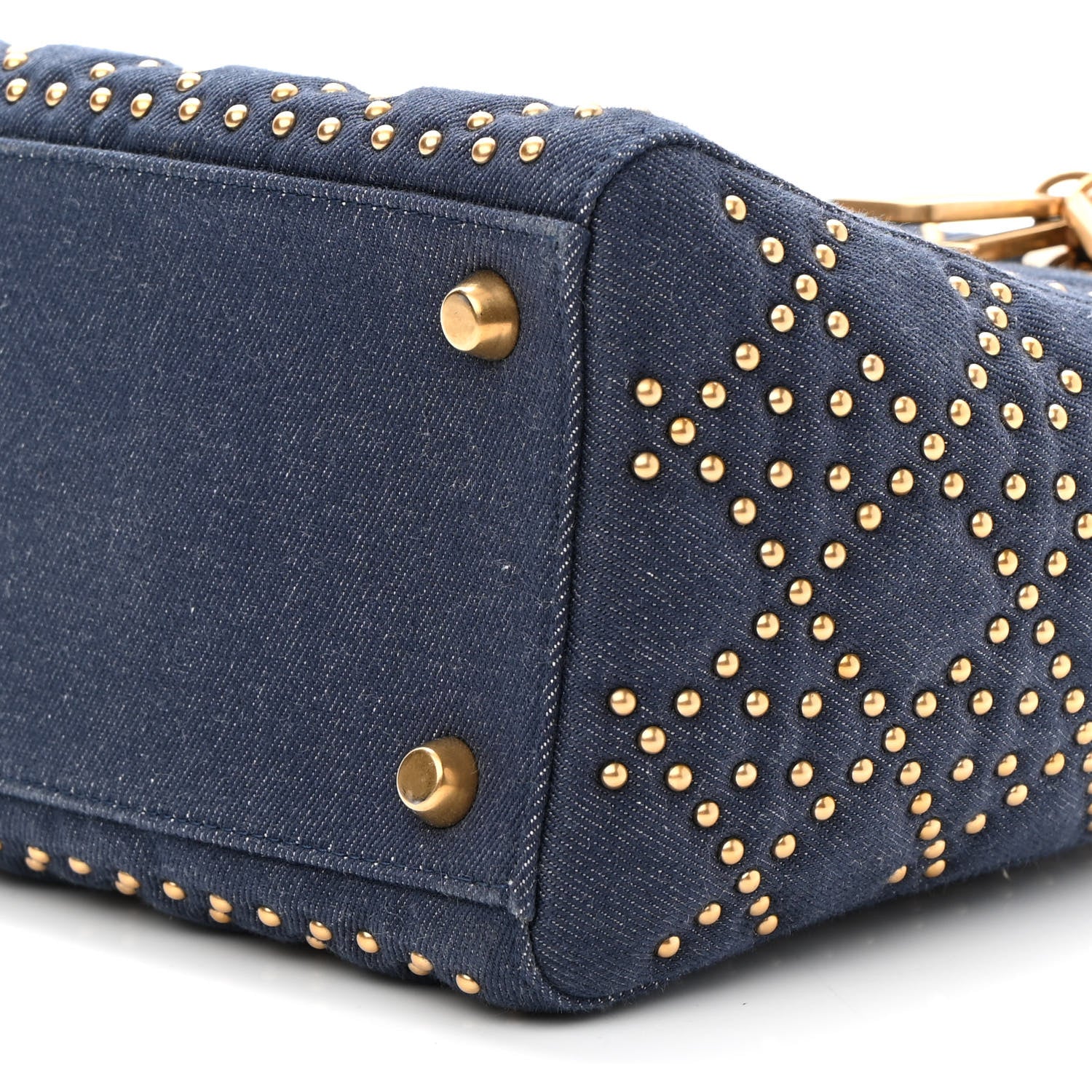 Christian Dior Canvas Cannage Studded Medium Supple Lady Dior Blue 9 of 9