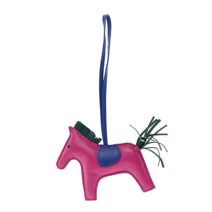 Hermes Milo Lambskin Grigri Rodeo Horse Bag Charm MM Rose Pourpre Malachite Bleu Electrique 1 of 4
