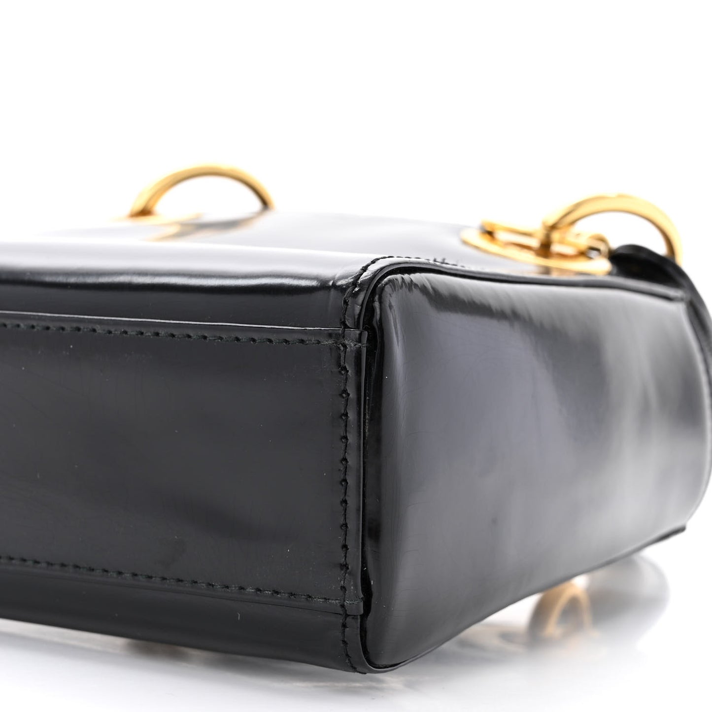 Glazed Calfskin Mini Lady Dior Black