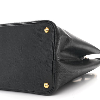 Prada Saffiano Cuir Medium Double Bag Black Mughetto 11 of 11