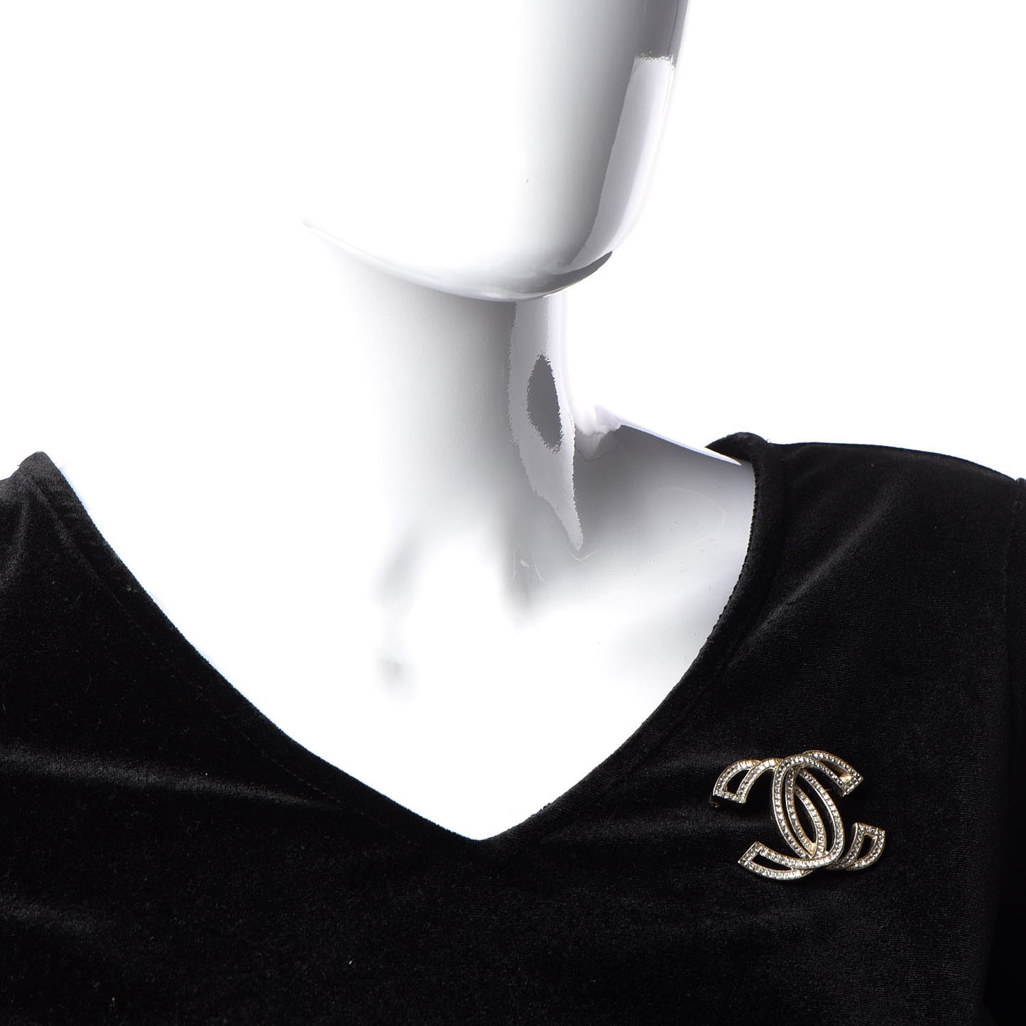 Crystal CC Brooch Light Gold