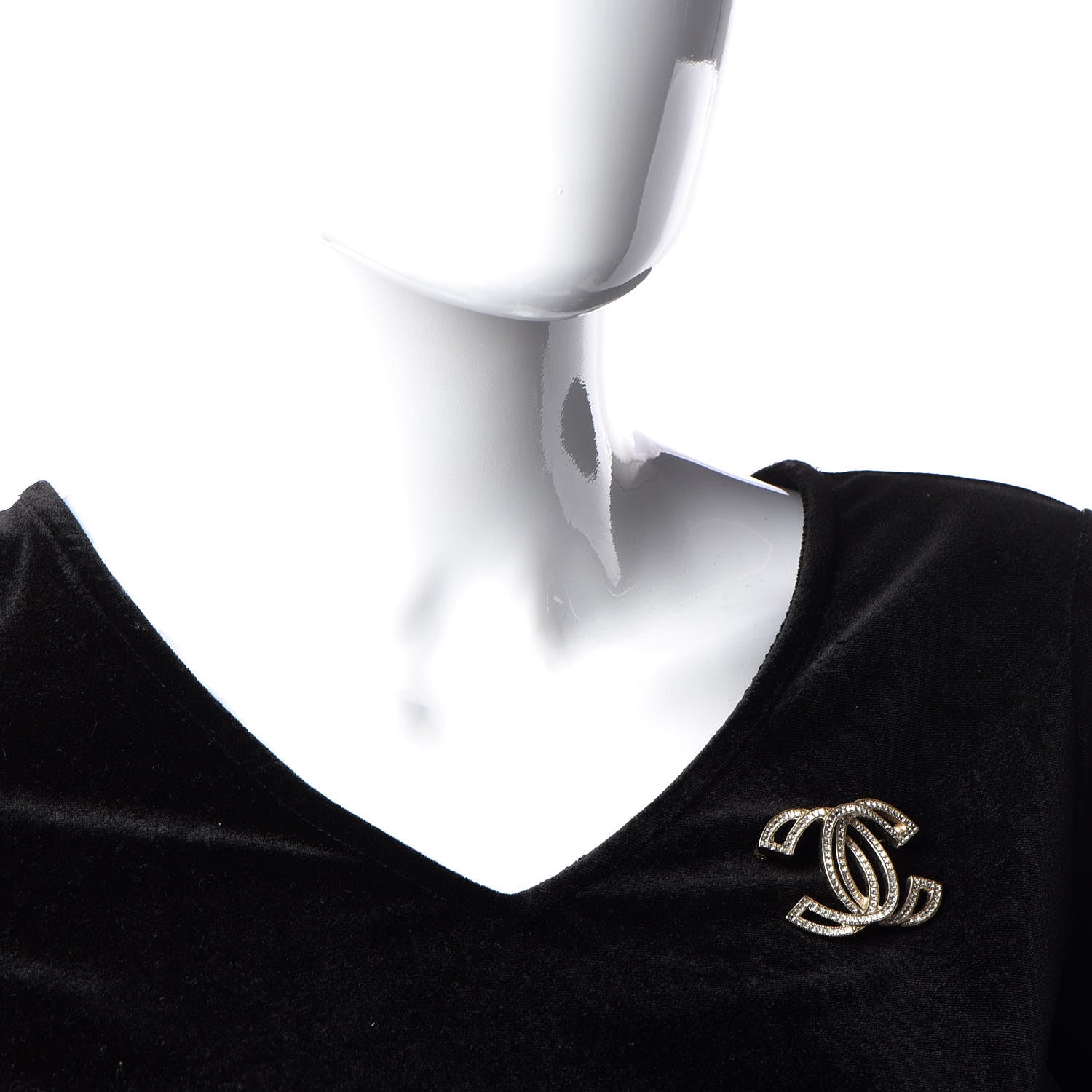 Chanel Crystal CC Brooch Light Gold 2 of 6