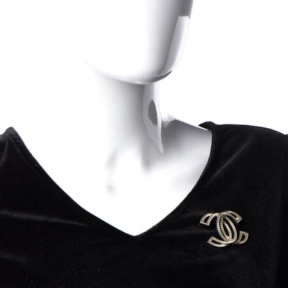 Chanel Crystal CC Brooch Light Gold 2 of 6