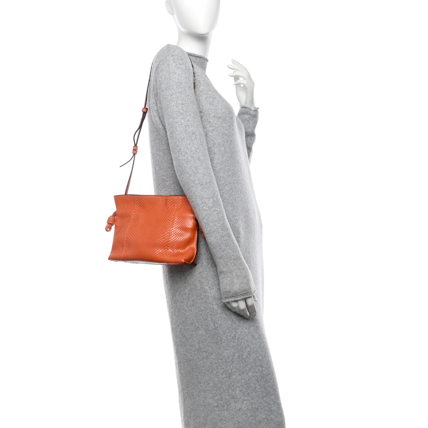 Loewe Snakeskin Flamenco Mini Knot Clutch Coral Reef 2 of 10