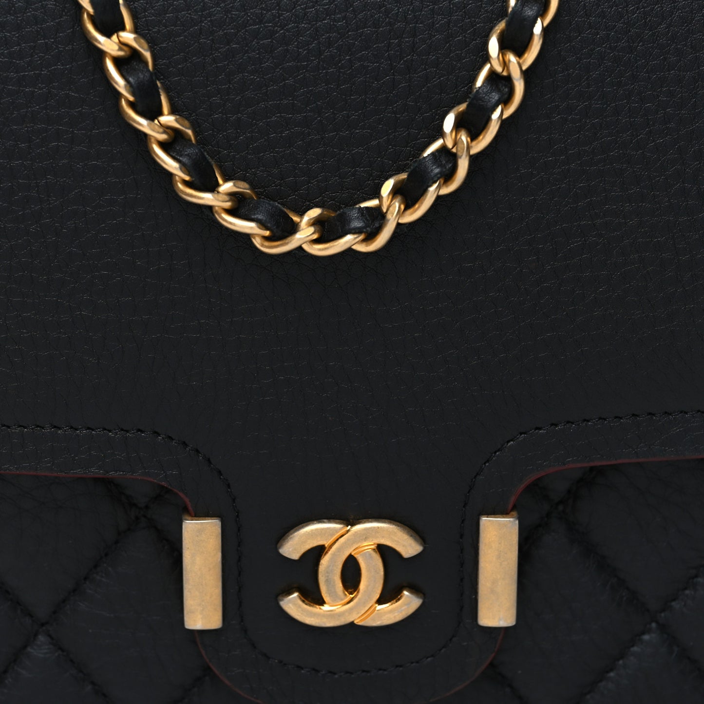 Calfskin Quilted Archi Chic Square Wallet On Chain WOC Black